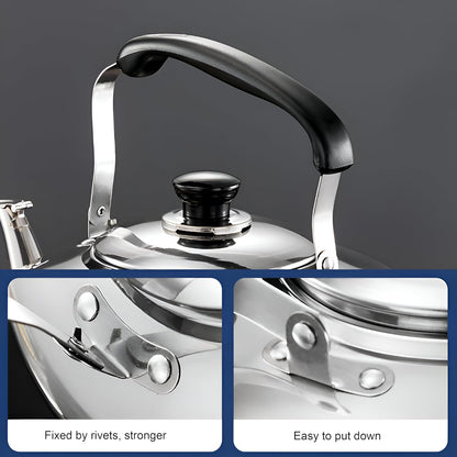 Chandler 5 Liter Tea Pots, Vintage Tea Kettle - 0.4mm Stainless Steel Pot - Hard to Dent | Ergonomic Handle with a Cool Grip | Portable Tea Kettle For Camping (Silver Color)
