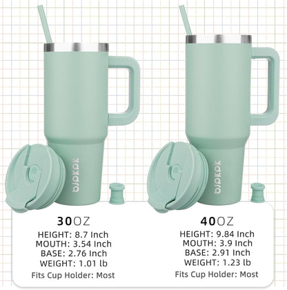 BJPKPK Insulated Tumblers With Handle And Straw 30 oz Stainless Steel Tumbler Cups With Lid,Pistachio Green