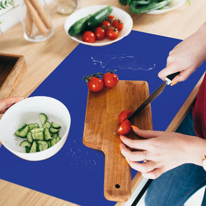 Silicone Mat for Kitchen Counter, Silicone Mat Trimable to Size (Classic blue, 15.7×11.8inch-4pcs), BPA-Free Silicone Placemat, Heat-Resistant NonSlip Table Mat for Air Fryer, Countertop Protector Mat