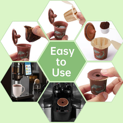 Aussen Disposable Coffee Paper Filters Replacement Kerig Filter Fit All Keurig Single Serve Filter Brands Compatible with Reusable Single Serve Pods Keurig Coffee Maker (Natural with Lid, 300pcs)