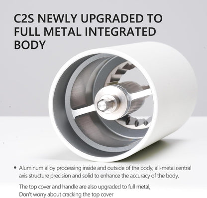 TIMEMORE Chestnut C2S Manual Coffee Grinder Capacity 25g with CNC Stainless Steel Conical Burr, Internal Adjustable Setting, Double Bearing Positioning, Hand Grinder (White)