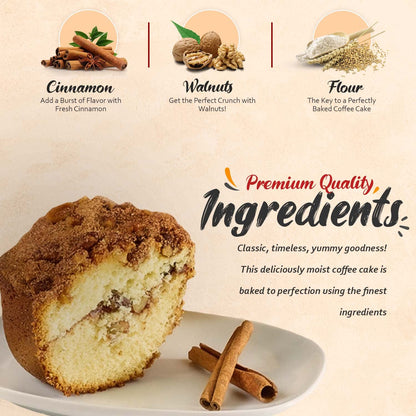 Traditional Cinnamon Walnut Coffee Cake - Cinnamon Streusel and Chopped Walnuts Toppings - Delicious Recipe of Coffee Cakes for Special Occasions (Three Cakes (1.75 Pound))