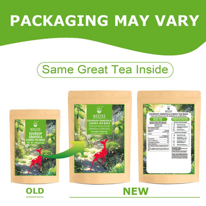 WT WEETEE Soursop Leaves Tea Bags, Made with 100% Pure Soursop Graviola/Guanabana Leaves, Natural Caffeine-free Herbal Tea, 50 Corn Fiber Tea Bags