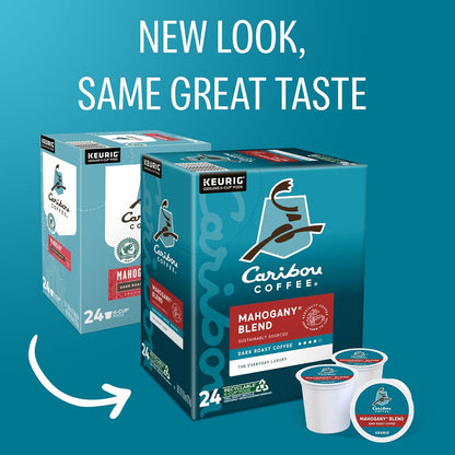 Caribou Coffee Mahogany Keurig Single-Serve K-Cup Pods, Dark Roast Coffee, 96 Count (Pack of 4)