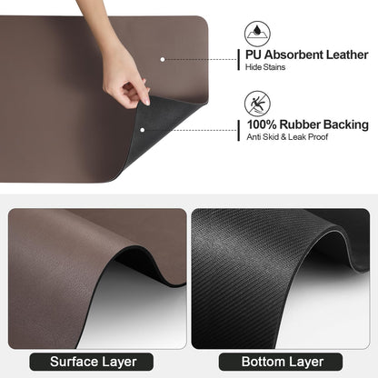 Dish Drying Mat for Kitchen Counter | Coffee Bar Mat for Countertops | Heat Resistant Drainer Mat with Non-slip Rubber Backed | Hide Stain Kitchen Absorbent Draining Mat | Brown 18"x32"