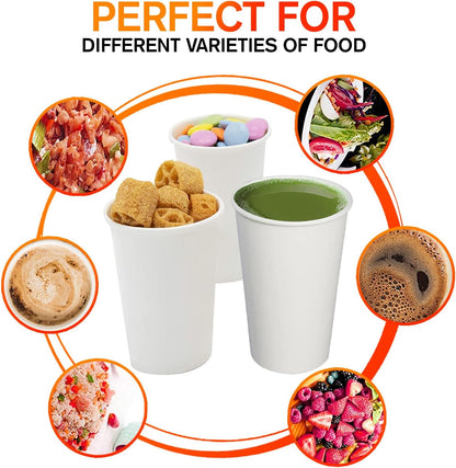 Smygoods White Disposable Paper Coffee Cups with Lids (20 OZ, 50 Count) For Hot Beverages, Tea, Espresso, Cocoa - To Go Drink Containers, Café & Office