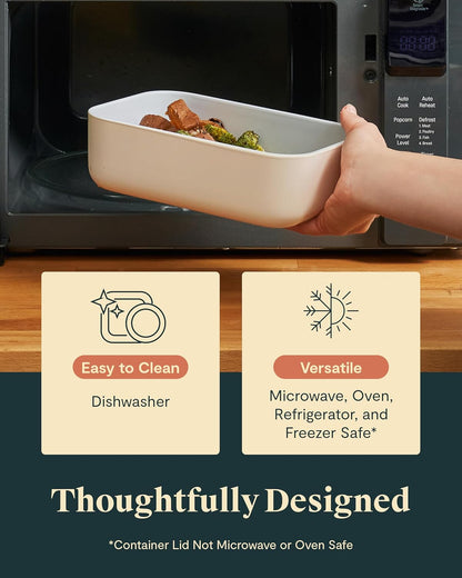Caraway Glass Food Storage - 6.6 Cup Glass Container - Ceramic Coated Food Container - Non Toxic, Non Stick Lunch Box Container with Glass Lids - Dishwasher, Oven, & Microwave Safe - Mist