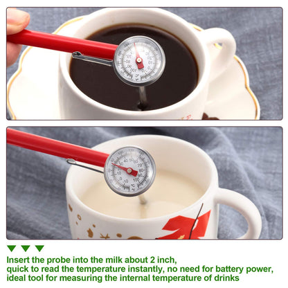 Frienda 3 Pcs Instant Read 1 Inch Dial Thermometer Pocket Food Thermometer with 3 Pcs Calibration Sleeves for Coffee Drinks Chocolate Milk Foam