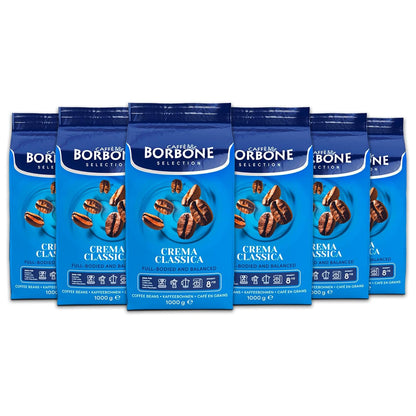Caffè Borbone Whole Bean Coffee, Crema Classica, Medium Roast, Arabica and Robusta Blend - Roasted and Freshly Packaged in Italy - 2.2 Pound Bag (pack of 6)