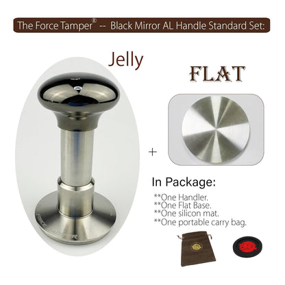 The Force Tamper Automatic Impact Adjustable Constant Pressure and Autoleveling Coffee Tamper Black Mirror Jellyfish AL Handle Set Pro (Standard Set, 58.50mm)