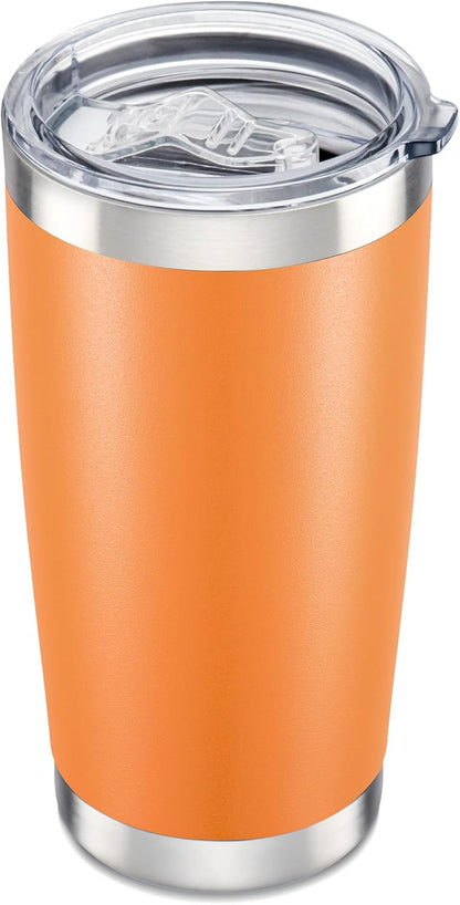 20 oz Tumbler with Lid Stainless Steel Double Wall Vacuum Insulated Tumblers Powder Coated Cups Travel Mug Keep Drinks Cold and Hot, Orange