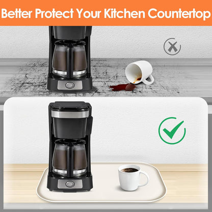 Silicone Coffee Maker Mat with Lip, 17.4'' x 10.6'' Heavy Duty Coffee Maker Mat for Countertops, Coffee Tray Fit Under Coffee Machine Appliance Automatic Machines Espresso Accessory, Cream White