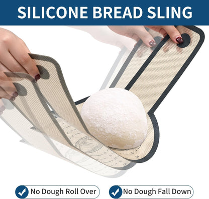 2 Pcs Silicone Bread Sling for Dutch Oven Liners Silicone Baking Mat [Non-Stick & Heat Resistant] Reusable Sourdough Bread Baking Supplies with Long Handle Bread Making Tools for Transfer Sourdough
