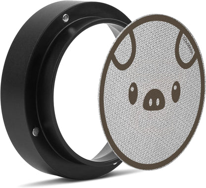 54mm Espresso Accessories Kit, Dosing Funnel and Puck Screen Set, Magnetic Coffee Funnel, 53.5mm Reusable Espresso Puck Screen, Espresso Tools(Piggy)