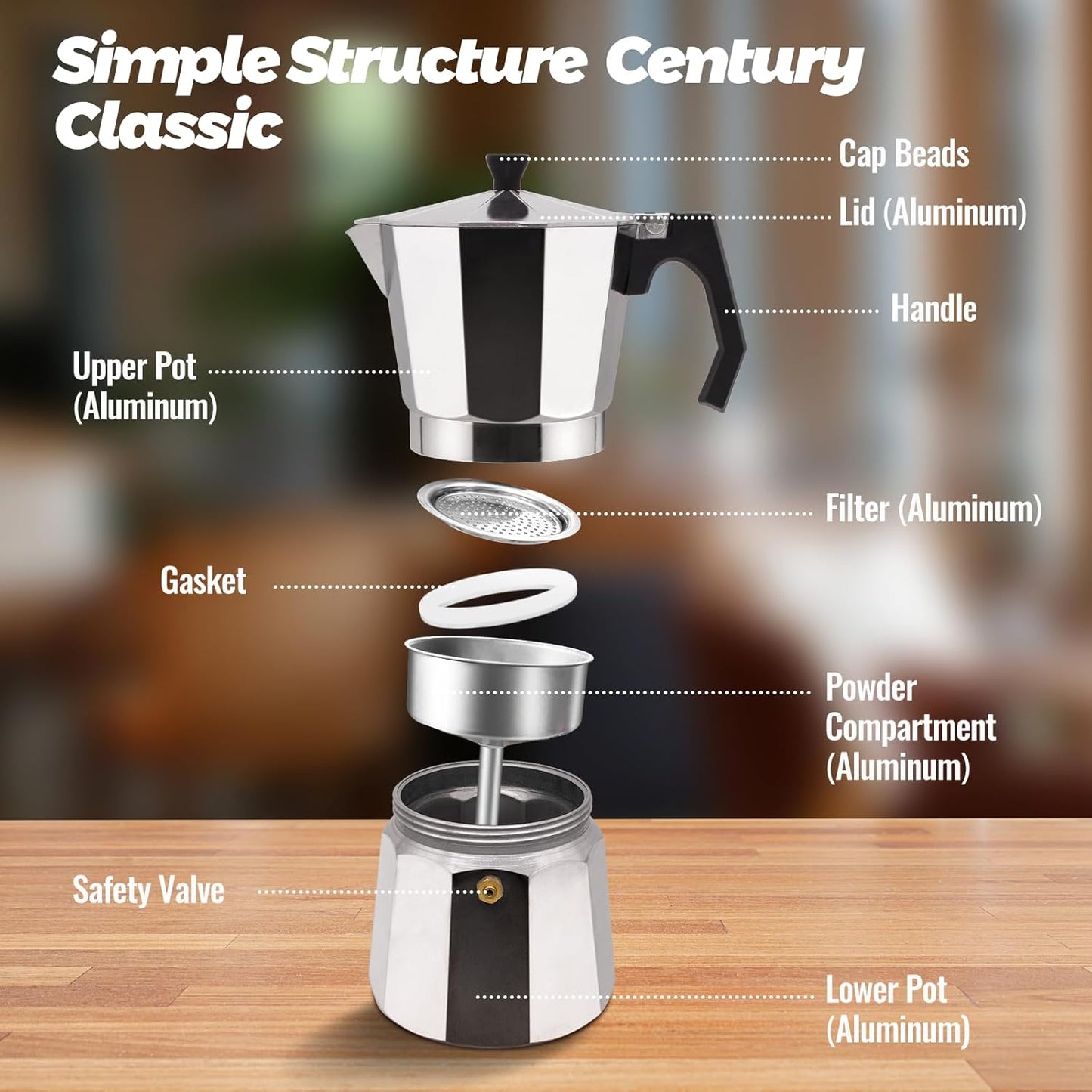12 Cup Aluminum Moka Pot Classic Stovetop Espresso Coffee Maker 600ml 20oz Coffeemaker Percolator Mocha Pot Greca Coffee Maker Cafe Makers for Italian and Cuban Café Brewing Silver