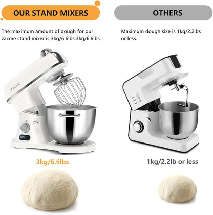 ZACME 8.4QT Commercial Stand Mixer 800W with NSF Certified and Aluminum Die Casting, Mixers Kitchen Electric Stand Mixer with Stainless Steel 8L Bowl, Dough Hook, Whisk and Beater, Porcelain