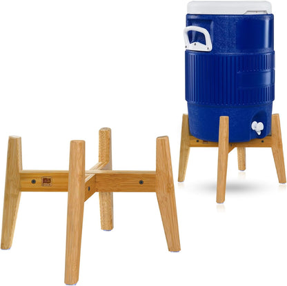 ZPirates 5 Gallon Water Dispenser Stand - Use to Hold Dispensers Jugs Bottles Jars and Ceramic Crocks, Holds 3 to 5-Gal Load, Adjustable - Bamboo Wood