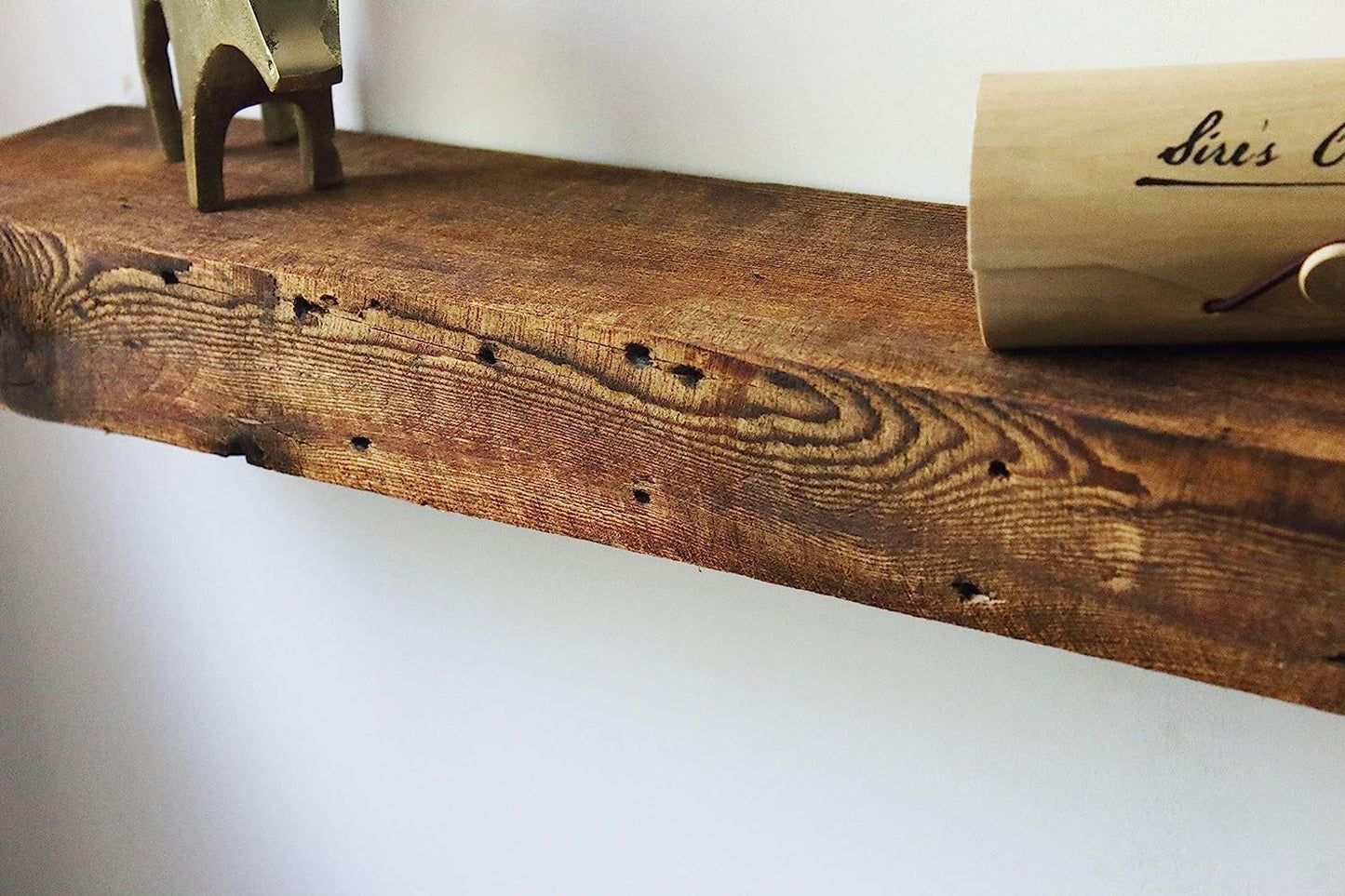 Modern Timber Craft Reclaimed Wood Floating Wall Shelf | Solid Rustic American Barnwood, Floating Shelf Brackets | 2.75" Thickness | 18" L x 5" D, Rustic Original - Oiled, 3 Pack
