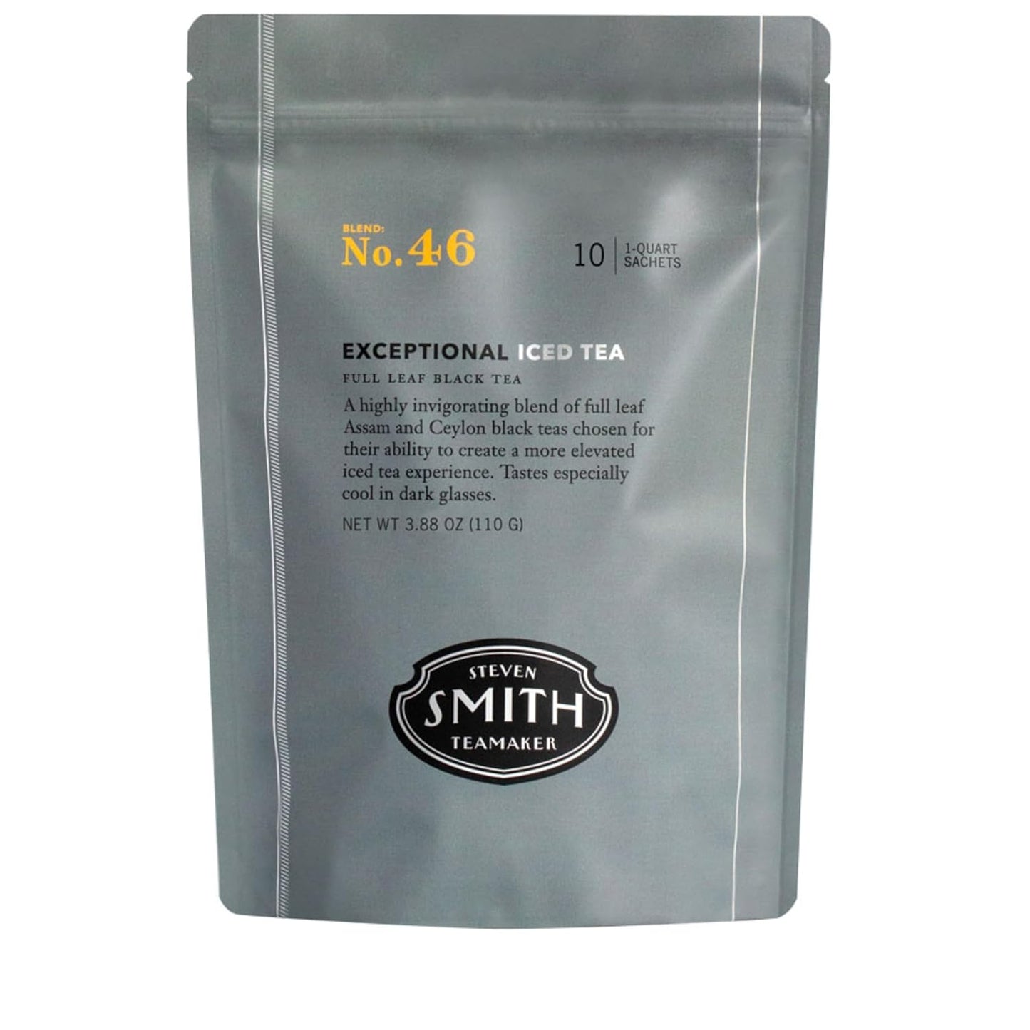 Steven Smith Teamaker Exceptional Iced Tea No. 46, Refreshing, Caffeinated, Sustainably Grown, Full Leaf Black Iced Tea, 10 Count, 1 Quart Sachets