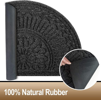 Mibao Door Mat Outdoor Indoor, 23.5" x 35.5", Half Round Door Mats, Non-Slip Front Door Mats Outdoor, Dirt Trapper Welcome Mats for Front Door, Back Door, Shoe Scraper, Black
