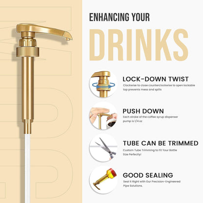 Jimoco® Syrup Pump Dispenser + Torani® Sugar Free French Vanilla Syrup, 25.4 oz - Coffee Syrup Pump & Flavoring Bundle