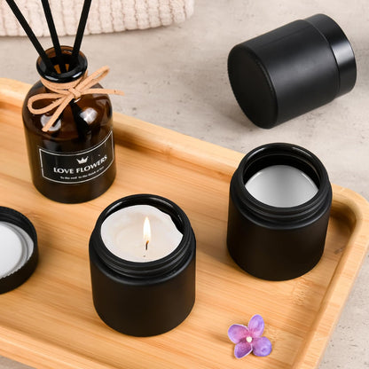 Glass Jars with Lids,Eco-Friendly Cosmetic Containers with Airtight Black Lids & Liners, Multi-Color Options for Cream, Lotion, Body Butter, DIY Skincare Travel Jars (Frosted Black, 4oz)
