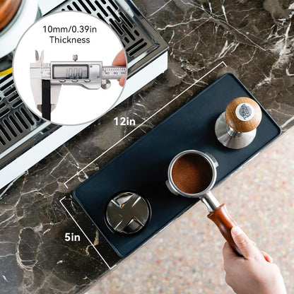 watchget Anti-Slip Silicone Espresso Tamping Mat - Thick 5" x 12" Coffee Tamper Pad - Perfect for Baristas, Home Brewing, and Portafilters - Sturdy, Heat Resistant, Easy to Clean