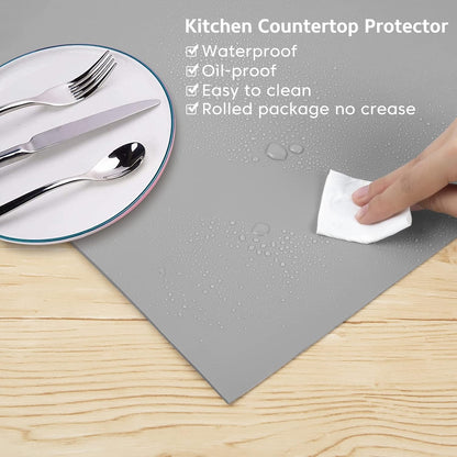 Silicone Mats for Kitchen Counter, Nonslip Silicone Mats for Crafts Countertop Protector Heat Resistant Mat (78.7” x 24” x 0.08”, Grey)