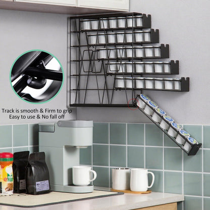 FlagShip 6-Tier Coffee Pod Holder for K Cup - 42 Capsule Max Capacity Metal Rack, Ultra-Efficient Corner Storage Space Saving Design