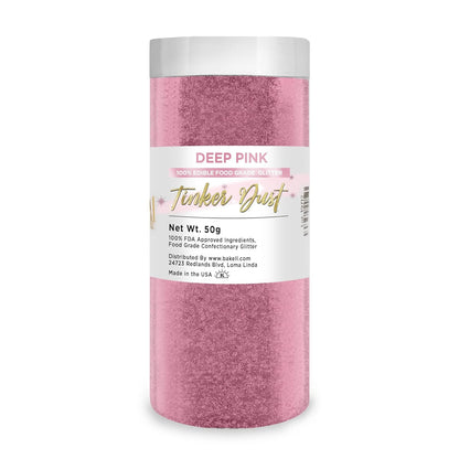 BAKELL Deep Pink Edible Glitter, 50 Grams | TINKER DUST Edible Glitter | KOSHER Certified | 100% Edible Glitter | Cakes, Cupcakes, Cake Pops, Drinks, Dessert Vegan Glitter & Dusts (50g, Deep Pink)