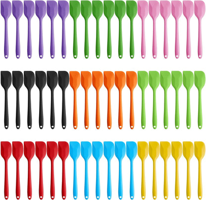 Hsei 54 Pieces Silicone Spatulas 8.1 Inch Rubber Spatula Heat Resistant Non Stick Flexible Cooking Scraper Baking Mixing Tool with Stainless Steel Inside for Kitchen Cookware Dishwasher Safe, 9 Colors