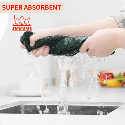 Kitinjoy 100% Cotton Waffle Weave Kitchen Towels, 4-Pack Super Soft and Absorbent Dish Towels for Drying Dishes, Kitchen Hand Towels, 13 in x 28 in, Blackish Green