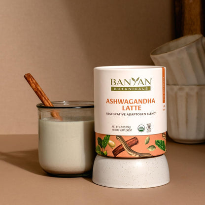 Banyan Botanicals Ashwagandha Latte – Caffeine-Free Organic Herbal Latte Mix – Instant Herbal Adaptogen Drink for Energy, Relaxation, and Nourishment* – 4.2 oz – Non-GMO Sustainably Sourced Vegan