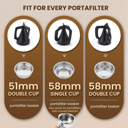 Huanyu Portafilter Cleaner Electric, 6L Large Capacity, with Dual Brush Heads, 3 Scrapers for 58mm and 51mm Portafilters, Automatic Coffee Grounds Cleaning Machine