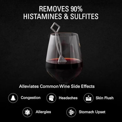 PureWine Wine Wands Purifier, 24 Wine Filters Remover Histamines Sulfite - May Reduce and Alleviate Wine Allergies & Sensitivities - Restores Taste, Perfect Wine Pour, Gifting, Holiday (24 Pack)
