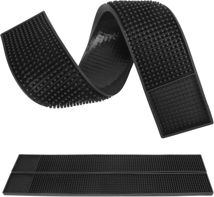 10 Pack Rubber Bar Mats, 24" x 3.15" Black Bar Service Mat, Spill Mat for Countertop, Bartending, Rubber Bar Mats, Efficient and Stylish Solution for Every Bartending Need,by KUKLIPJIM