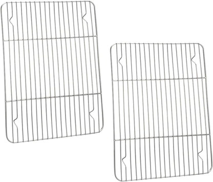 P&P CHEF Baking Cooling Rack Set for Cooking Roasting, 4-Piece Stainless Steel Wire Racks for Oven Use, Healthy & Dishwasher Safe, Rectangle, 11.6 Inch