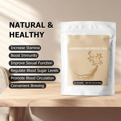 HANFANGLING Ginseng Maca Tea, Natural and Health, Caffeine-Free Herbal Tea,20 Tea Bags,2.82oz