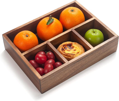 Tea Bag Holder, Acacia Wood Tea Bag Storage Organizer, Tea Candy Basket, Sugar Packet Organizer, Coffee Station Condiment Organizer
