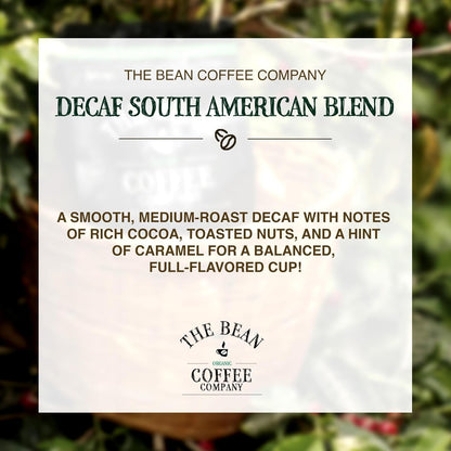 The Bean Organic Coffee Company Water Processed DECAF South America Blend, Medium Roast, Whole Bean Coffee, 16-Ounce Bags (Pack of 2)