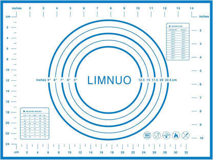 Silicone Baking Mat，Non Stick Rolling Dough with Measurements for Pie Pizza Cookies Fondant Making，Extra Thick Non Slip Silicone Pastry Mat