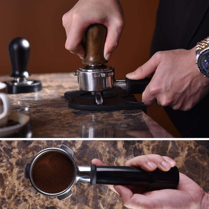 53mm Calibrated Espresso Tamper, Calibrated Coffee Tamper with Spring Loaded Wooden Handle Stainless Steel Flat Base, Professional Barista Espresso Hand Tamper