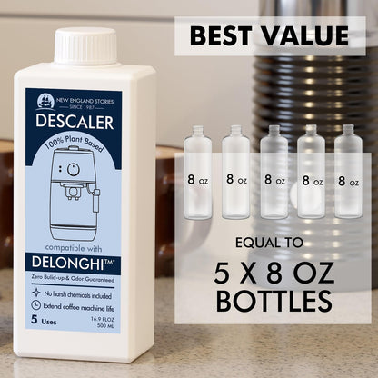 10 Uses DeLonghi Compatible Descaling Solution, Specially Designed to Clean Delonghi Coffee Machines and Maker - 33.8oz Espresso Coffee Maker Cleaner, Coffee Pot Cleaning Limescale Remover
