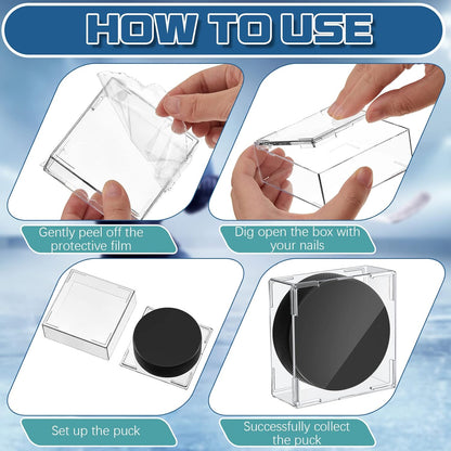 Marsui Hockey Puck Display Case Cube Acrylic Square Hockey Puck Holder Snap Design Plastic Holder for Displaying, Clear, 3.13 x 3.13 x 1.3 Inches