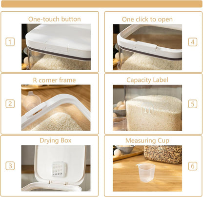 Flour Container 20LBS - 10 L /10.5 QT /10 KG - Rice Container Storage Food Grain Container Bins Household for Kitchen Pantry Organization (11L)