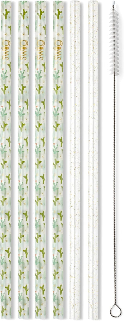 Swig Life Reusable Straws Desert Child + Gold Glitter Tall Straw Set & Cleaning Brush, Each Straw is 10.25 inch Long (Fits Swig Life 20oz Tumblers, 22oz, and 32oz Tumblers)
