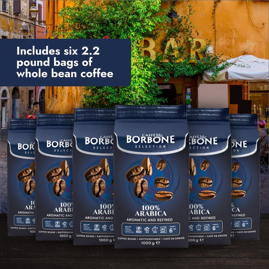 Caffè Borbone Whole Bean Coffee, 100% Arabica, Medium Espresso Roast - Freshly Roasted and Packaged in Italy - 2.2 Pound (Pack of 6)