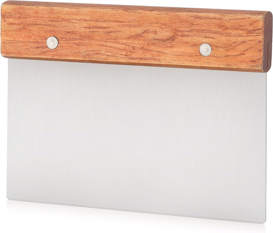 New Star Foodservice 36237 Wood Handle Dough Scraper, 6 by 3-Inch, Silver