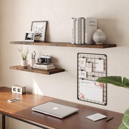 Wall Shelf Set of 1, Rustic Brown Floating Shelves 24 in W x 10 in D x 1 in H, Wooden Floating Wall Shelf with Invisible Brackets for Living Room/Bedroom/Bathroom/Kitchen Storage and Decor