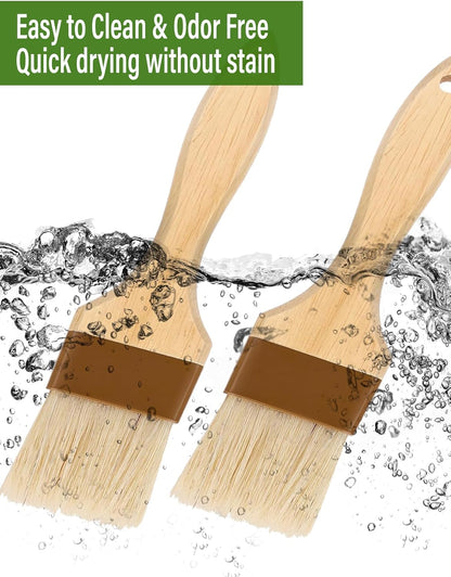 Pastry Brush,Basting Brush for Cooking,2 inch Natural Boar Bristle Baking Brush,Not Shed Cooking Brush for Oil and Sauce,Butter Brush,Food Brushes,Baster,Egg Wash Brush Kitchen Gadgets Baster(2 Pack)
